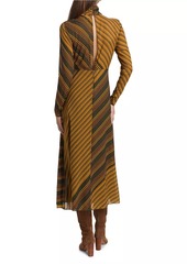 Ronny Kobo Noven Striped Mock-Turtleneck Midi-Dress