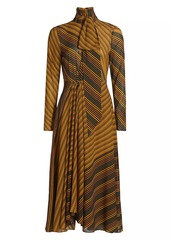 Ronny Kobo Noven Striped Mock-Turtleneck Midi-Dress