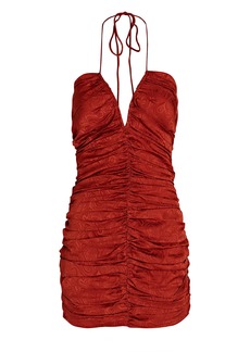 Ronny Kobo Orielle Ruched Silk-Blend Jacquard Mini Dress