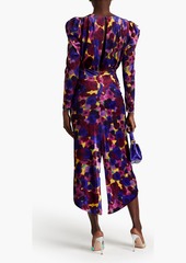 Ronny Kobo - Astrid printed stretch-velvet midi dress - Blue - XS