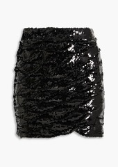 Ronny Kobo - Balissa ruched sequined mesh mini skirt - Black - XS