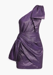 Ronny Kobo - Brit one-shoulder bow-embellished lamé mini dress - Purple - XS