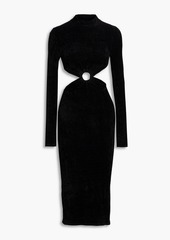 Ronny Kobo - Chryssa cutout ruched terry midi dress - Black - XS