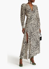 Ronny Kobo - Estelle asymmetric zebra-print satin-crepe maxi dress - Animal print - XS