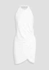 Ronny Kobo - Jo wrap-effect sequined stretch-tulle halterneck mini dress - White - L
