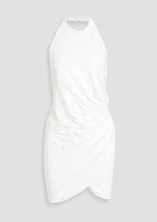 Ronny Kobo - Jo wrap-effect sequined stretch-tulle halterneck mini dress - White - L