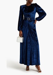 Ronny Kobo - Korin belted crushed-velvet maxi dress - Blue - XL
