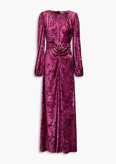 Ronny Kobo - Korin belted crushed-velvet maxi dress - Pink - L
