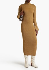 Ronny Kobo - Metallic ribbed-knit midi dress - Brown - XS