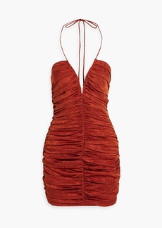 Ronny Kobo - Orielle ruched silk-blend jacquard halterneck mini dress - Red - XS