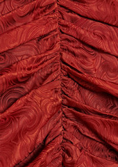 Ronny Kobo - Orielle ruched silk-blend jacquard halterneck mini dress - Red - XS