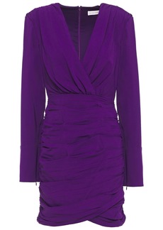 Ronny Kobo - Wrap-effect ruched stretch-twill mini dress - Purple - S