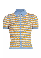 Ronny Kobo Tallys Wavy Knit Polo Top