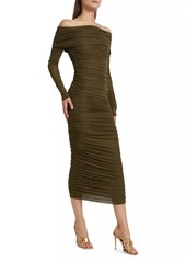 Ronny Kobo Varonica Ruched Off-The-Shoulder Midi-Dress