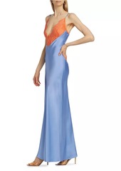 Ronny Kobo Vito Satin & Lace Maxi Dress