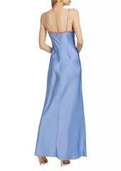 Ronny Kobo Vito Satin & Lace Maxi Dress