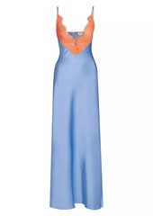 Ronny Kobo Vito Satin & Lace Maxi Dress