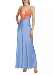 Ronny Kobo Vito Satin & Lace Maxi Dress