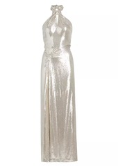 Ronny Kobo Zane Sequin Knotted Halter Gown