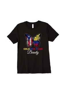 Roots Colombiarican Beauty Butterfly Heritage Colombia Puerto Rico Premium T-Shirt