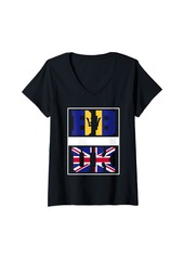 Womens Bajan Roots Britain and Barbados Mix British Barbadian V-Neck T-Shirt
