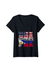 Womens Filipino Heritage Filipino American Proud Philippines Roots V-Neck T-Shirt