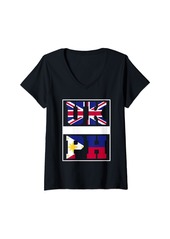 Womens Filipino Roots Britain and Philippines Mix British Filipino V-Neck T-Shirt