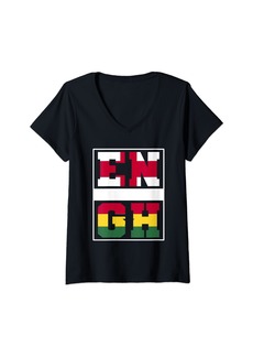 Womens Ghanaian Roots England and Ghana Mix English Ghanaian V-Neck T-Shirt