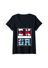 Womens Greek Roots England and Greece Mix English Greek V-Neck T-Shirt