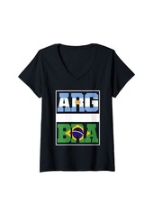 Roots Womens Half Argentinian Brazilian Mixed Heritage Argentina Brazil V-Neck T-Shirt
