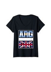 Roots Womens Half Argentinian half British Mix Heritage Argentina Britain V-Neck T-Shirt
