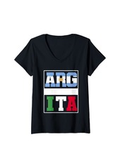 Roots Womens Half Argentinian half Italian Mixed Heritage Argentina Italy V-Neck T-Shirt