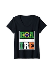 Roots Womens Half Brazilian half Irish Mixed Heritage Brazil Ireland V-Neck T-Shirt