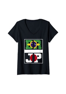 Roots Womens Half Brazilian half Japanese Mixed Heritage Brazil Japan V-Neck T-Shirt