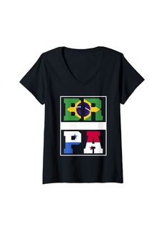 Roots Womens Half Brazilian half Panamanian Mixed Heritage Brazil Panama V-Neck T-Shirt