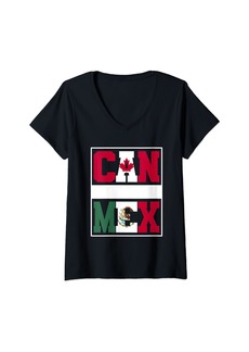 Roots Womens Half Canadian half Mexican Mixed Heritage Canada Mexico V-Neck T-Shirt