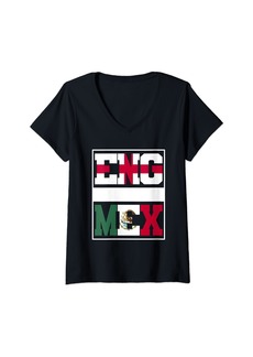 Womens Half English half Mexican Mix Heritage England Mexico Roots V-Neck T-Shirt