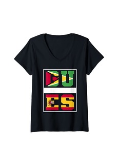 Womens Half Guyanese half Spanish Mixed Heritage Guyana Spain Roots V-Neck T-Shirt