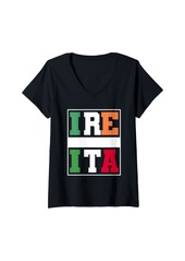 Womens Half Irish half Italian Mixed Heritage Ireland Italy Roots V-Neck T-Shirt