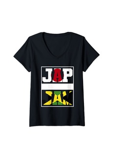 Roots Womens Half Jamaican half Japanese Mixed Heritage Jamaica Japan V-Neck T-Shirt
