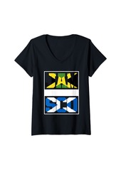 Roots Womens Half Jamaican half Scottish Mixed Heritage Jamaica Scotland V-Neck T-Shirt