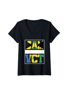 Roots Womens Half Jamaican half Vincentian Mixed Heritage Jamaica Vincent V-Neck T-Shirt