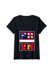 Roots Womens Half Vietnamese Boricua Mixed Heritage Vietnam Puerto Rico V-Neck T-Shirt