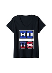 Womens Honduran Roots USA and Honduras Mix Honduran American V-Neck T-Shirt