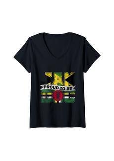 Womens Jamaica and Dominica Mix Half Jamaican half Dominica Roots V-Neck T-Shirt