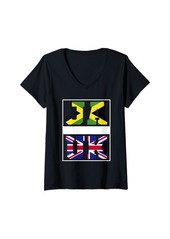 Womens Jamaican Roots Britain and Jamaica Mix British Jamaican V-Neck T-Shirt