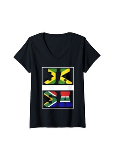 Roots Womens Jamaican South African Mix Heritage Jamaica South Africa V-Neck T-Shirt