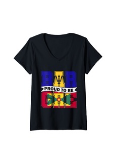 Roots Womens Proud to be Half Bajan Half Grenadian Barbados Grenada Mix V-Neck T-Shirt