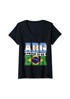 Roots Womens Proud to be Half Brazilian half Argentinian Brazil Argentina V-Neck T-Shirt