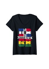 Roots Womens Proud to be Half Dominicana half Ghanaian Dominican Ghanaian V-Neck T-Shirt
